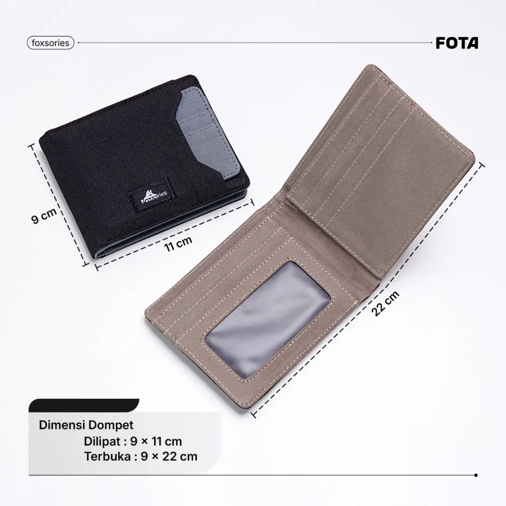 Foxsories - Dompet Kartu Lipat Uang - Fota — Size Chart