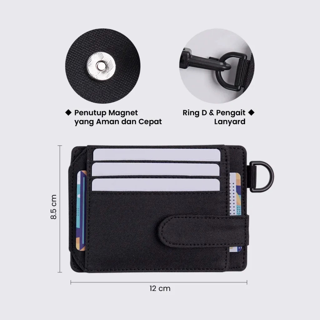 Foxsories - Dompet Leher Kartu Cardholder Hanging Wallet — Size Chart