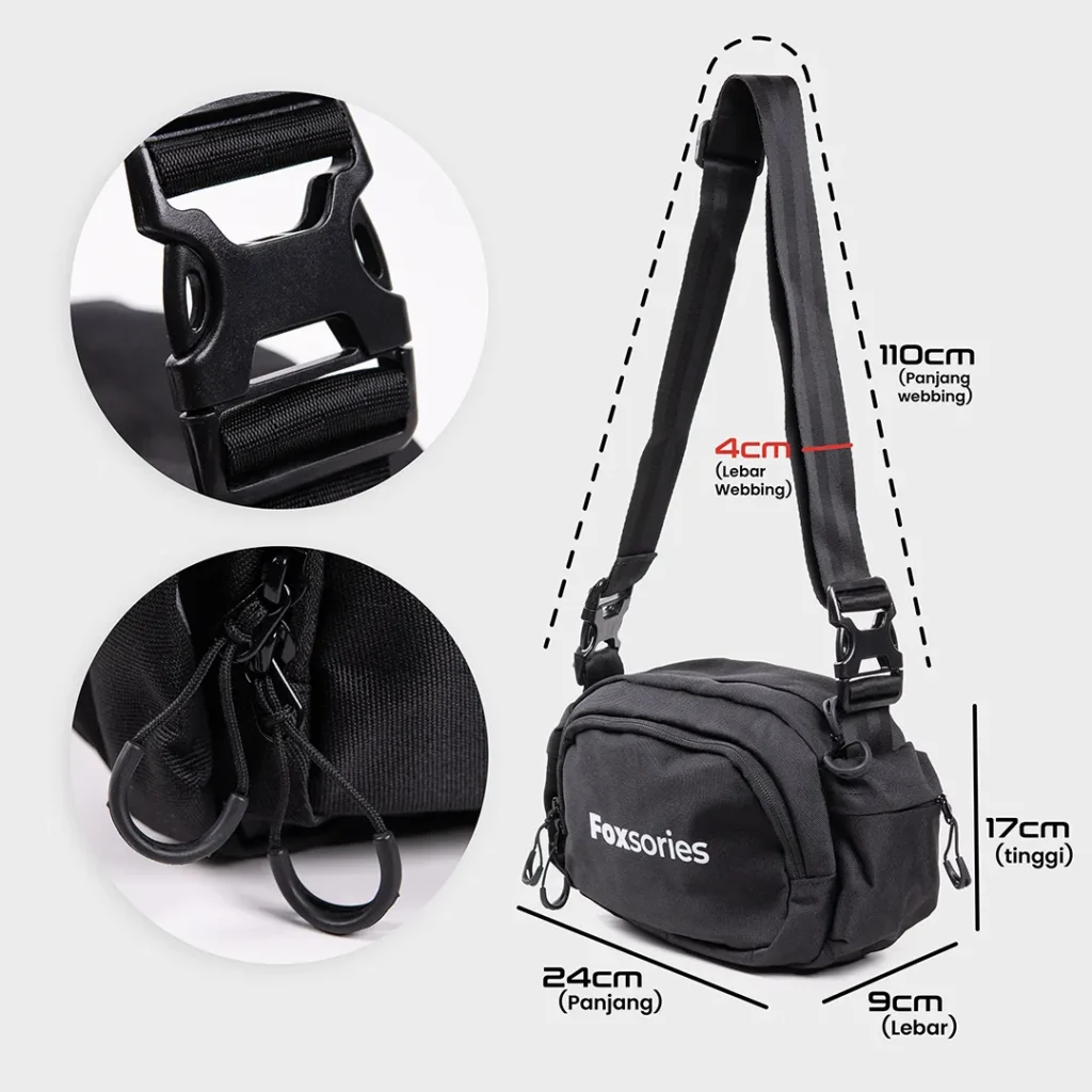 Foxsories - Tas Selempang Sling Bag Waistbag - Slimgo — Size Chart