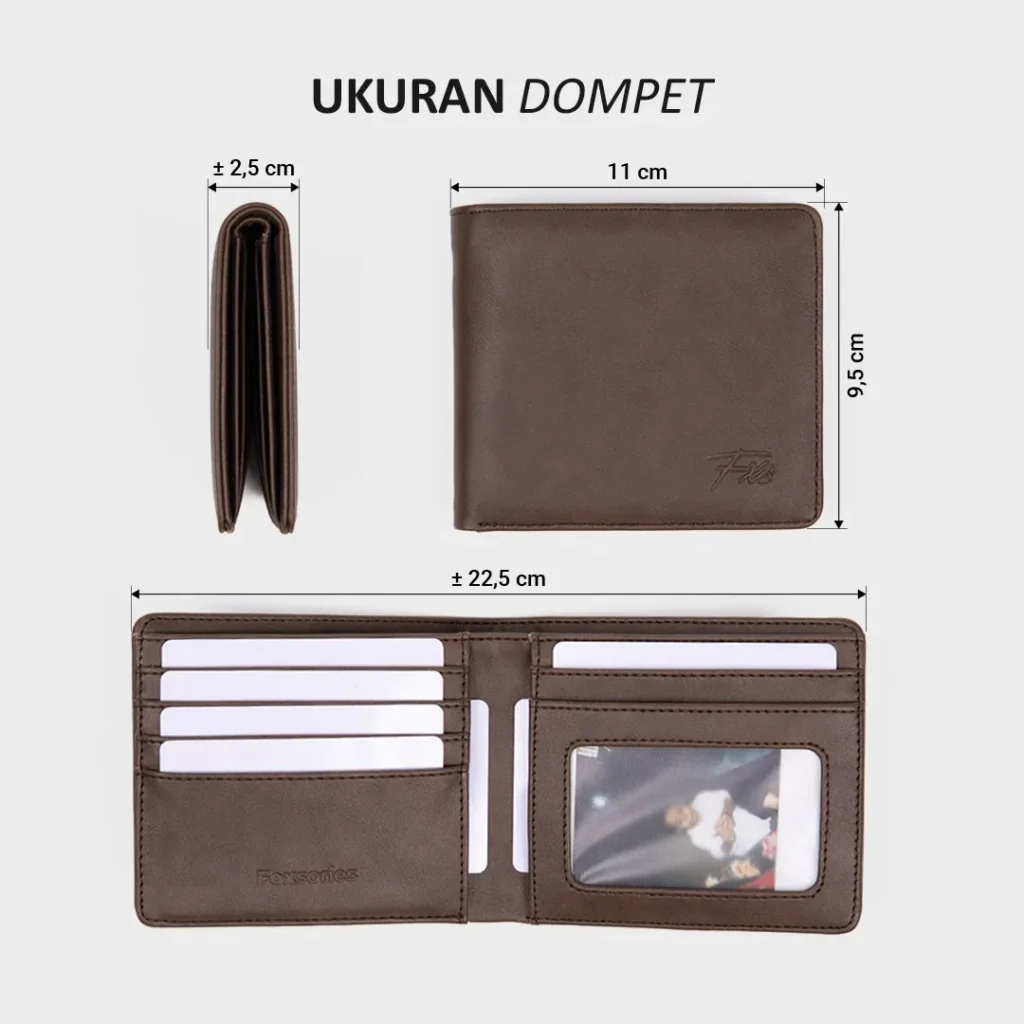 Foxsories Dompet Lipat Pria Vesper Kulit Sintetis Wallet Minimalis — Size Chart